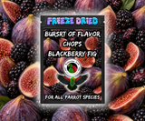 Burst of Flavor Freeze-Dried Chop in Blackberry Fig flavor made with carrots, celery, green peppers, broccoli, cauliflower, kale, apples, bananas, vegetables, blackberries, and Condria figs for all parrot species Product Image