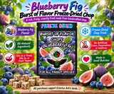 Blueberry Fig Burst of Flavor Battered Chop parrot treat made with carrots, celery, green peppers, broccoli, cauliflower, kale, Red Delicious apples, Granny Smith apples, bananas, okra, green beans, corn, green peas, papaya, and carrot for all parrot species Promotional Image 1