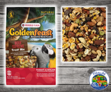 Goldenfeast Bean Supreme Treat Mix for parrots, macaws, cockatoos, and large birds with legumes, nuts, dried fruits, vegetables, seeds, and grains.