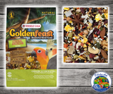 Goldenfeast Central American Blend bird food for conures, cockatiels, parrots, and medium to large birds with seeds, fruits, vegetables, nuts, legumes, grains, and protected probiotics.