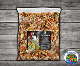 Hagen Tropimix Large Parrot Mix for Amazons, Macaws, Cockatoos, Greys, Eclectus, and large parrots with grains, fruits, nuts, legumes, and extruded Tropican sticks.

