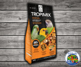 Hagen Tropimix Small Parrot Mix for Conures, Quakers, Caiques, Meyers, Senegals, Alexandrines, Amazons, and small parrots with grains, fruits, nuts, legumes, and extruded Tropican granules.
