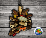 Happy Beaks Chunky Monsters Medium Bird Toy with multicolored Java wood, sisal rope, assorted wood blocks, wicker balls, and pear link for cockatiels, conures, quakers, mini macaws, small cockatoos, African Greys, and Amazons.