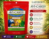 Lafeber Avi-Cakes Large Parrot Food 12 Oz, a work-and-chew parrot food made with premium seeds, nutritionally balanced pellets, molasses binder, and non-GMO ingredients for parrots, macaws, cockatoos, and conures. Promo