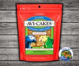 Lafeber Avi-Cakes Large Parrot Food 12 Oz, a work-and-chew parrot food made with premium seeds, nutritionally balanced pellets, molasses binder, and non-GMO ingredients for parrots, macaws, cockatoos, and conures.