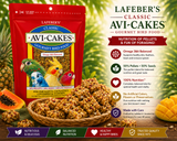 Lafeber Avi-Cakes 8 Oz small bird food made with premium seeds, nutritionally balanced pellets, non-GMO ingredients, and molasses binder for parakeets, cockatiels, lovebirds, conures, budgies, and small parrots. Promo