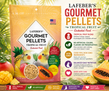 Lafeber Cockatiel Tropical Fruit Gourmet Pellets with natural fruit taste, papaya, mango, pineapple, vitamins, minerals, and omega fatty acids for cockatiels, lovebirds, quakers, rosellas, and similarly sized parrots. Promo