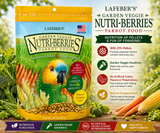 Lafeber Garden Veggie Nutri-Berries Parrot Food made with carrots, peas, broccoli, corn, hulled seeds, grains, pellets, vitamins, and minerals for parrots, macaws, cockatoos, conures, cockatiels, lovebirds, and budgies. 10 oz bag Promo
