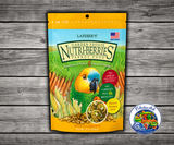 Lafeber Garden Veggie Nutri-Berries Parrot Food made with carrots, peas, broccoli, corn, hulled seeds, grains, pellets, vitamins, and minerals for parrots, macaws, cockatoos, conures, cockatiels, lovebirds, and budgies. 10 oz bag