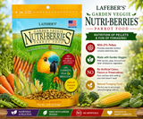 afeber Garden Veggie Nutri-Berries Parrot Food made with carrots, peas, broccoli, corn, hulled seeds, grains, pellets, vitamins, and minerals for parrots, macaws, cockatoos, conures, cockatiels, lovebirds, and budgies. 14 lb bag Promo