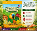 afeber Garden Veggie Nutri-Berries Parrot Food made with carrots, peas, broccoli, corn, hulled seeds, grains, pellets, vitamins, and minerals for parrots, macaws, cockatoos, conures, cockatiels, lovebirds, and budgies. 3 lb bag Promo