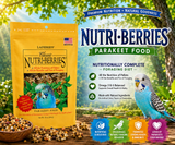 Lafeber Nutri-Berries Parakeet Food made with hulled white proso millet, hulled canary grass seed, oat groats, peanut granules, red millet, 10% pellets, vitamins, minerals, and omega fatty acids for parakeets, budgies, lovebirds, and parrotlets. 10 oz Promo