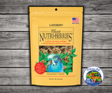 Lafeber Nutri-Berries Parakeet Food made with hulled white proso millet, hulled canary grass seed, oat groats, peanut granules, red millet, 10% pellets, vitamins, minerals, and omega fatty acids for parakeets, budgies, lovebirds, and parrotlets. 4 lb bag