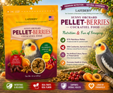 Lafeber Pellet-Berries for Cockatiels 10 Oz made with 81% pellets, 19% fruits and grains, cranberries, apricots, dates, natural grains, vitamins, minerals, and omega fatty acids for cockatiels and small birds. Promo