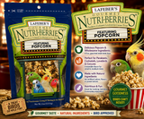 Lafeber Popcorn Nutri-Berries Cockatiel and Parakeet Food 4 Oz made with hulled canary grass seed, hulled white proso millet, popcorn, peanuts, red millet, caramel flavoring, vitamins, and minerals for small birds. Promo