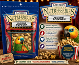 Lafeber Popcorn Nutri-Berries Parrot Food 4 Oz made with popcorn, cracked corn, hulled white proso millet, safflower, peanut splits, caramel flavoring, vitamins, and minerals for parrots. Promo