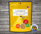 Lafeber Premium Daily Diet for Canaries 1.25 Lb pellet food made with ground corn, soybean meal, wheat flour, oat groats, cane molasses, dried whole egg, vitamins, minerals, amino acids, and omega fatty acids for canaries.