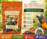 Lafeber Senior Bird Nutri-Berries Parrot Food made with 61% pellets, 26% wholesome grains, 13% fruits and herbs, dried dates, cranberries, plums, dandelion root, ginger, milk thistle, glucosamine sulfate, and chondroitin sulfate for senior parrots. 3 lb bag Promo