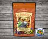 Lafeber Senior Bird Nutri-Berries Parrot Food made with 61% pellets, 26% wholesome grains, 13% fruits and herbs, dried dates, cranberries, plums, dandelion root, ginger, milk thistle, glucosamine sulfate, and chondroitin sulfate for senior parrots. 3 lb bag