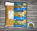 Living World Premium Mix for Cockatiels and Lovebirds 20 Lb by Hagen with specialty seeds, grains, fruits, vegetables, nuts, and Tropican enrichment.