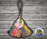 Planet Pleasures Bird Brush Mini Bird Toy made from palm leaf for shredding and preening enrichment for small parrots, cockatiels, budgies, parakeets, and little parrots.