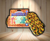 Planet Pleasures Shredders Rainbow Zig-Zag Bird Toy, a colorful pesticide-free woven palm leaf 30 foot roll that can be cut into strips and tied to a bird cage for chewing and shredding enrichment.