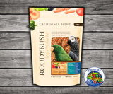 Roudybush California Blend Small pellet bird food with dried peaches, apricots, plums, bell peppers, carrots, tomatoes, cabbage, and Daily Maintenance pellets for parrots, small parrots, and conures. 44 oz bag