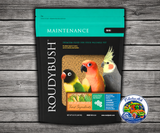 Roudybush Daily Maintenance Mini all-natural pellet bird food with no added food coloring or sugar for small parrots, conures, cockatiels, and lovebirds. 22 oz bag