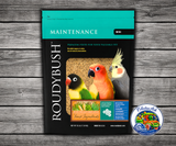 Roudybush Daily Maintenance Mini all-natural pellet bird food with no added food coloring or sugar for small parrots, conures, cockatiels, and lovebirds. 25 lb bag