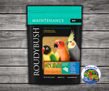 Roudybush Daily Maintenance Mini all-natural pellet bird food with no added food coloring or sugar for small parrots, conures, cockatiels, and lovebirds. 44 oz bag