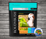 Roudybush Senior Diet Medium 44 Oz pellet bird food formulated with higher calcium, vitamins, trace minerals, and protein for older birds, African Greys, weaning chicks, parrots, cockatoos, and macaws. 44 oz bag