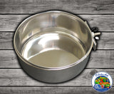 Stainless steel clamp on coop cup for bird cages available in multiple ounce sizes.
