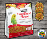 Colorful fruitblend pellet bird food for parakeets and budgies with small size and balanced nutrition