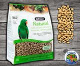 Natural pellet bird food for parrots and conures with balanced nutrition and no artificial colors