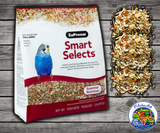 ZuPreem Smart Selects Parakeets and Small Parrots bird food with pellets fruits vegetables seeds probiotics and omega fatty acids for small companion birds