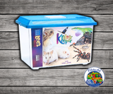 Kritter Keeper® by Hagen with ventilated lid, self-locking top, hinged viewer feeder window, airline access hole, and medium, large, extra large size options.