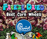 Freeze dried beet corn wheels parrot treats by All Parrot Products – all natural, no preservatives, healthy snacks for all parrot species