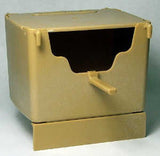 Abba Plastic Finch Nestbox — durable easy-clean bird nest box with hooks for inside or outside cage mounting, featuring a large opening and removable bottom plate, ideal safe nesting home for finches.