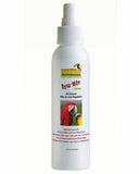Bottle of Dyna-Mite Spray by Mango Pet, formulated with diatomaceous organics and natural oils for bird-safe mite and lice control.