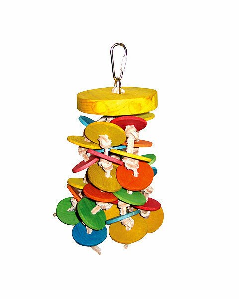 Small Parrot Toy Wood Wafers Leather - All Parrot Products